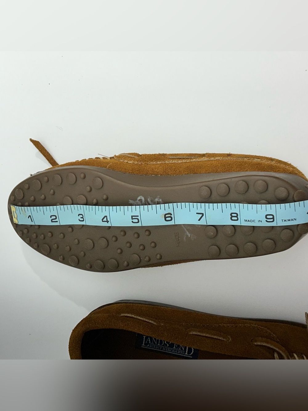 Lands' End Women's Suede Moccasin Slippers in Chestnut Brown Size 7.5 - Picture 11 of 11